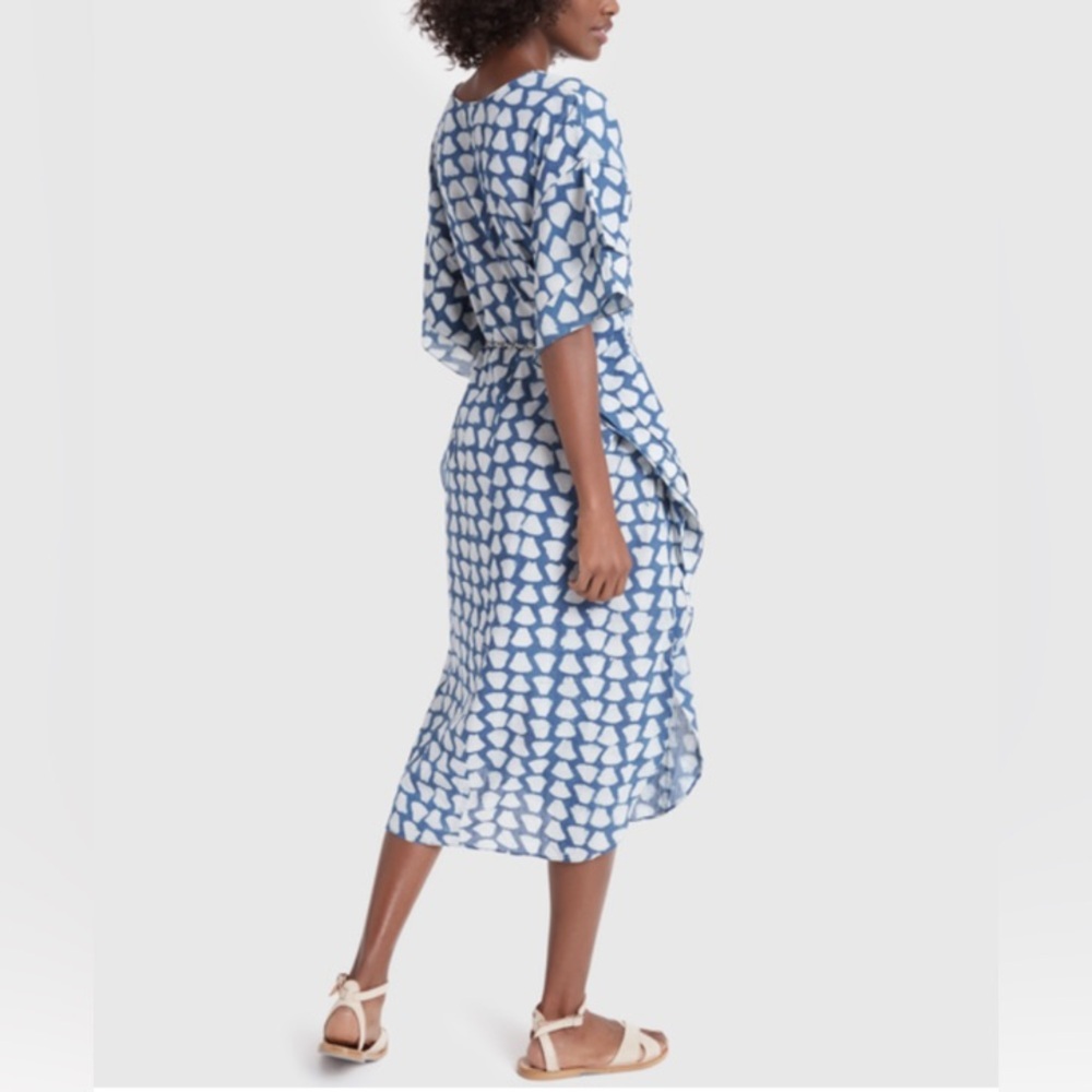 💙 Mirth Indigo Block Print Cotton Kaftan – Size Small, missing rope belt 💙